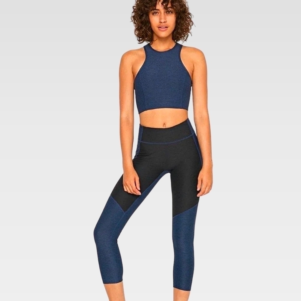 Outdoor Voices Compression Two-Toned Navy Blue Legging small